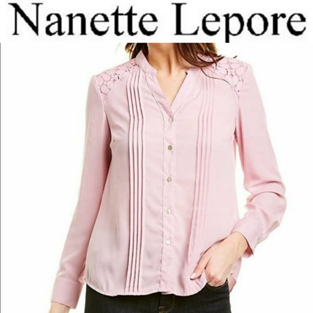 Nanette By Nanette Lepore Pleat Button Blouse M - image 1